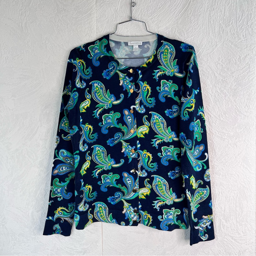 Charter Club Multicolor Paisley Knit Sweater Size Medium